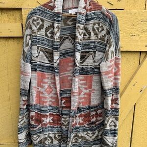 Sun & Shadow Aztec Style Poncho Shawl Women’s Sz M